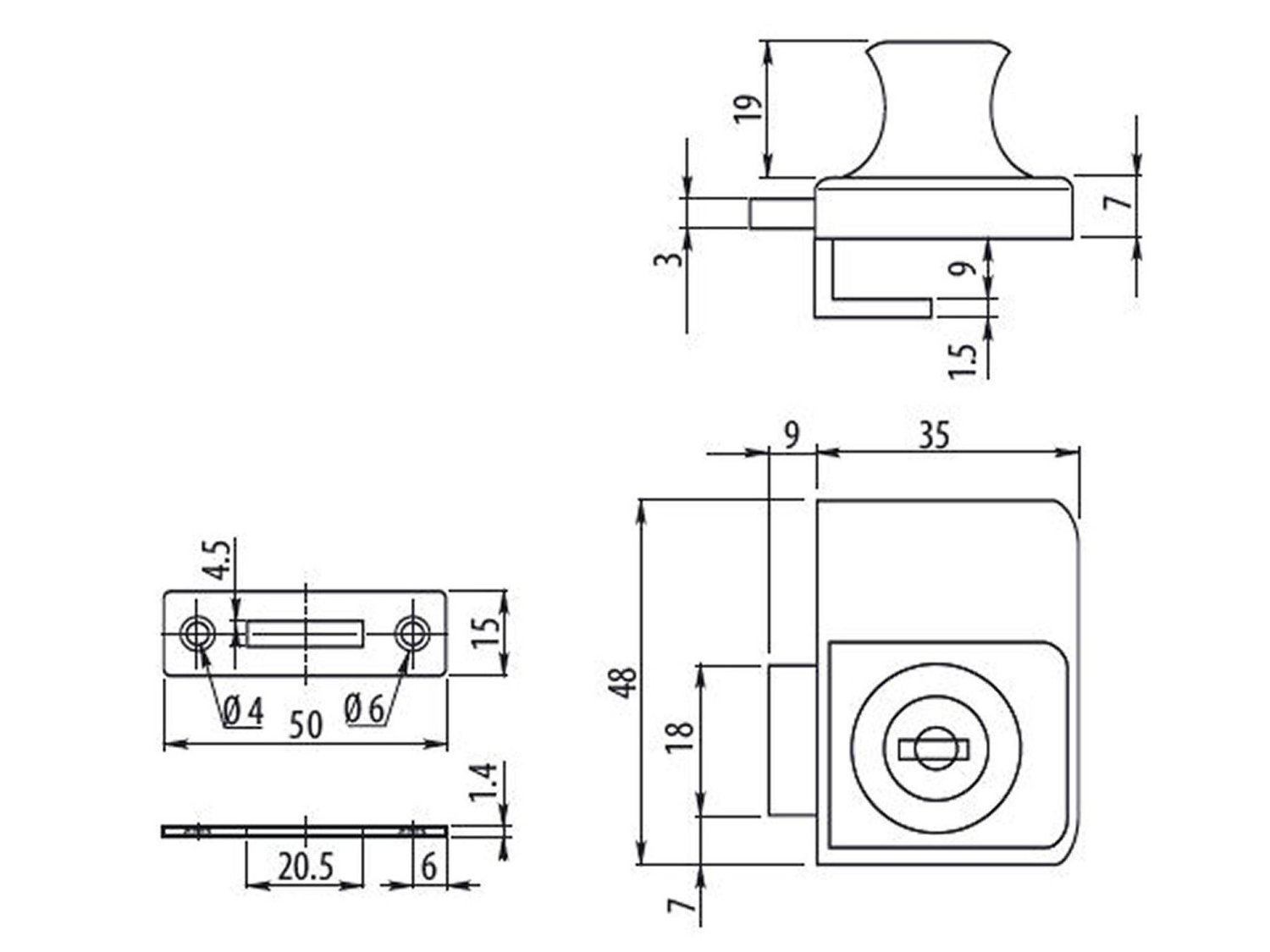 Замок мебельный для стеклянных дверей установка