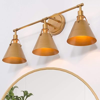 Buy Bathroom Light Fixtures Gold Bathroom Vanity Light 3 Light Gold Vanity Light For Bedroom Kitchen 25 5 L X 8 W X 10 5 H Antique Brushed Gold Finish Online In Indonesia B08xymgssr