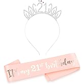 HOWAF Rose Gold 21st Birthday Sash Party Decoration It¡¯s My 21st Birthday Satin Sash and Tiara, 21 Birthday Rhinestone Crown Headband Birthday Gift 21st Birthday Accessories for Girls, Her, Women