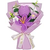 Phaicoilo Crochet Flower Bouquet: Completed Crochet Tulip Flowers for Graduation Gifts Birthday Home Decor (Purple)