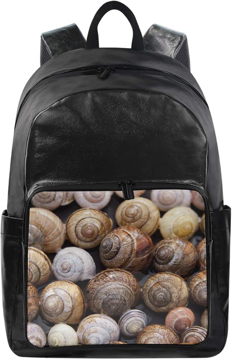 FANTAZIO Backpacks Snail Shells Sea Beach School bag Canvas Daypack