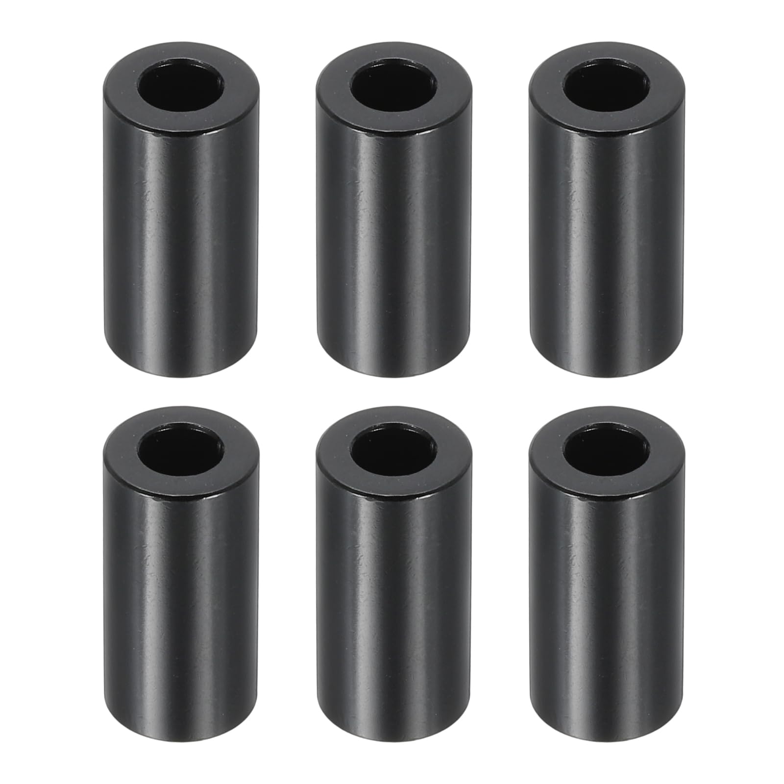 PATIKIL M5 Aluminum Spacers, 6 Pcs Metal Spacers Aluminum 5.2mm ID x 10mm OD x 20mm L Aluminum Spacer Screw Standoff Round for 1/5" or M5 Screw Bolts,Black