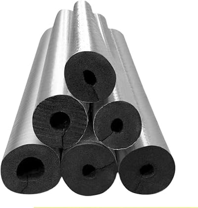 6pcs Foam Pipe Insulation Tube Lagging Self Seal Aluminum Foil Black 20mm Thick