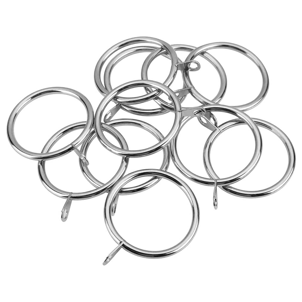 HomeImprove Silver Metal Curtain Pole Rings 40mm with Sliding Eyelet Rings Pack of 24