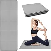 Foldable Yoga Mat, Upgraded Non-Slip Portable Fitness Mat, Waterproof TPE Travel Yoga Mat for Pilates, Gymnastics, Training & Workout, High-Density Durable Sports Mat, 72 x 24 x 0.2 inch (Grey)