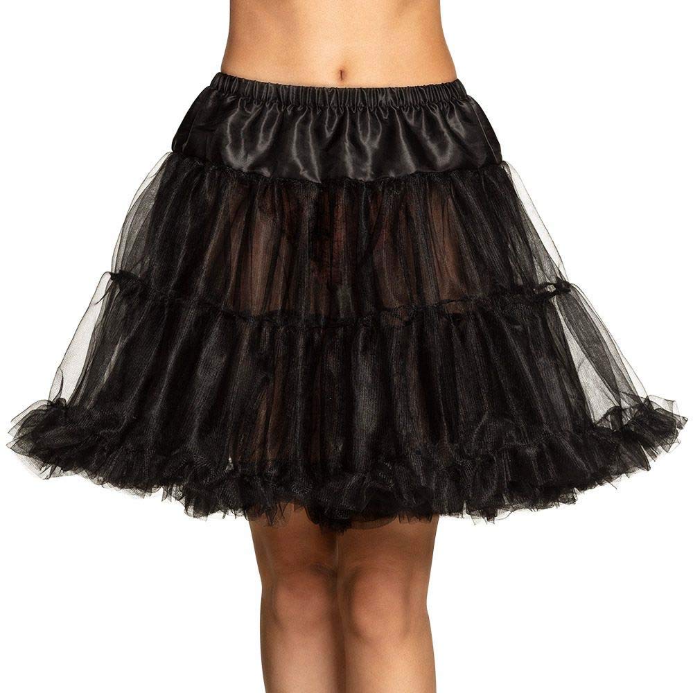Boland 01767 - Petticoat Deluxe Black, 1 Piece, Size M/L, Elastic Waistband, Made of Silky Shiny Tulle with Ruffles, Underskirt, Rock 'n Roll, 70s 80s, Grease, Accessory, Costume, Fancy Dress,
