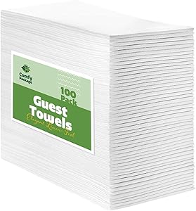 [100 Pack] Linen-Feel Guest Towels - Disposable Cloth Dinner Napkins, Bathroom Paper Towels, Wedding Napkins