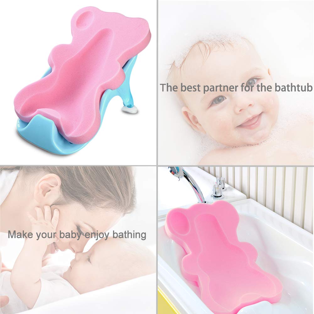 HALLO Soft Infant Bath Sponge Skid Proof Baby Bath Mat Newborn Odor Free (Pink) : Baby