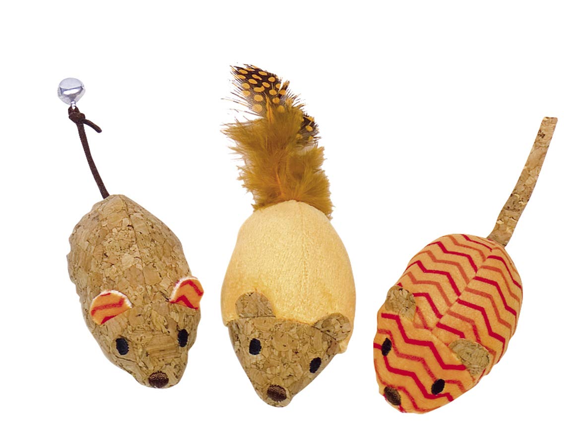 Nobby Plush Mouse with Catnip Orange 12 cm Set of 3