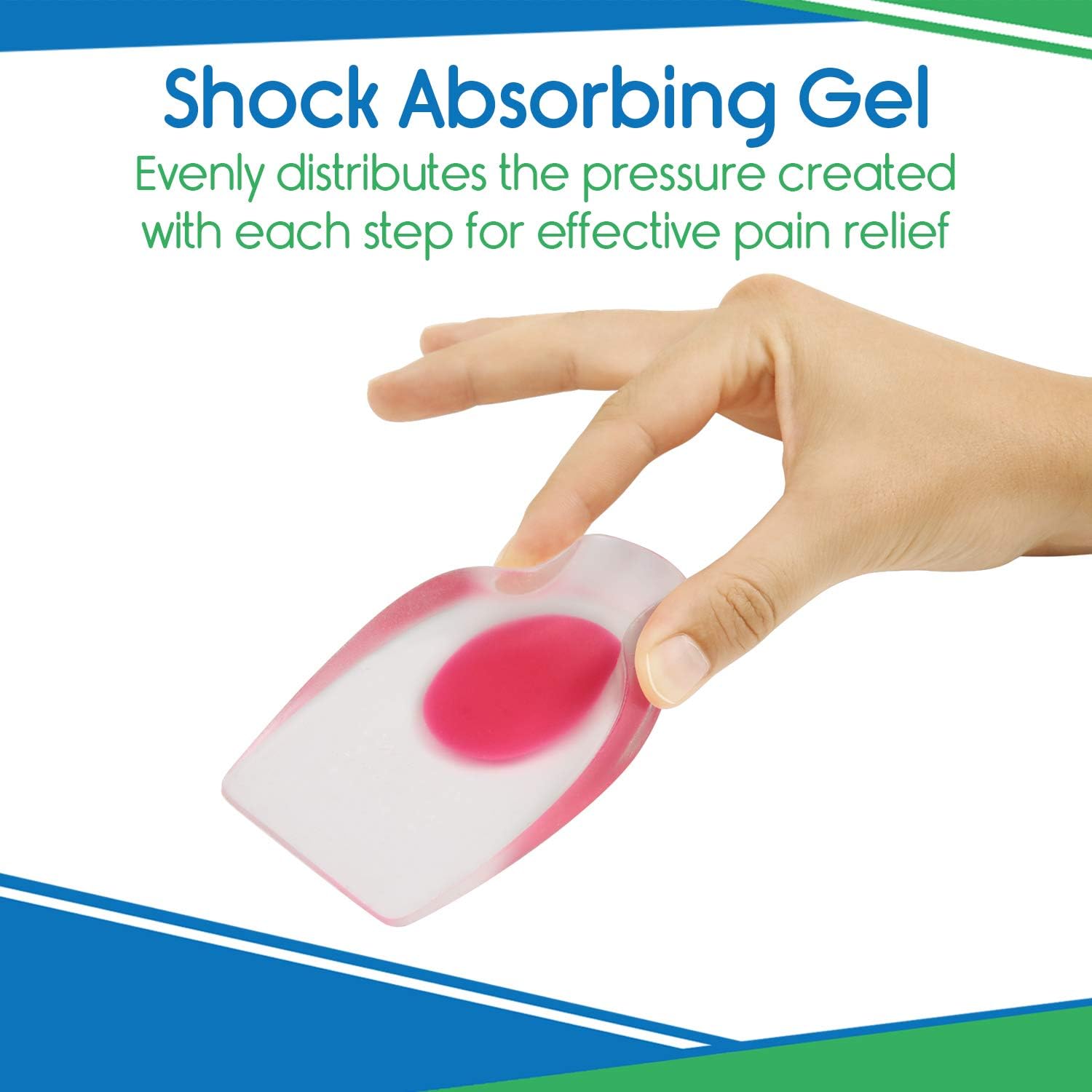 ViveSole Silicone Gel Heel Cups - Shoe Inserts for Plantar Fasciitis, Sore Heel, Bone Spur & Achilles Pain Relief Protectors - Foot Comfort Pads - Support (1 Pair, US Women's (4.5-8.5)): Health & Personal Care