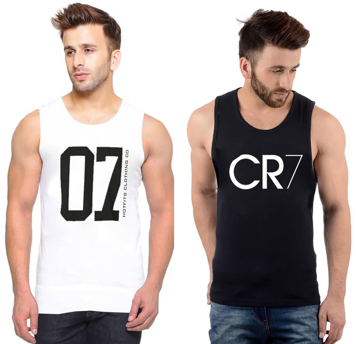 hotfits men's combed cotton fabric sleeveless t-shirt