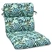 Pillow Perfect Paisley Indoor/Outdoor 1 Piece Split Back Round Corner Chair Seat Cushion with Ties, Deep Seat, Weather, and Fade Resistant, 40.5