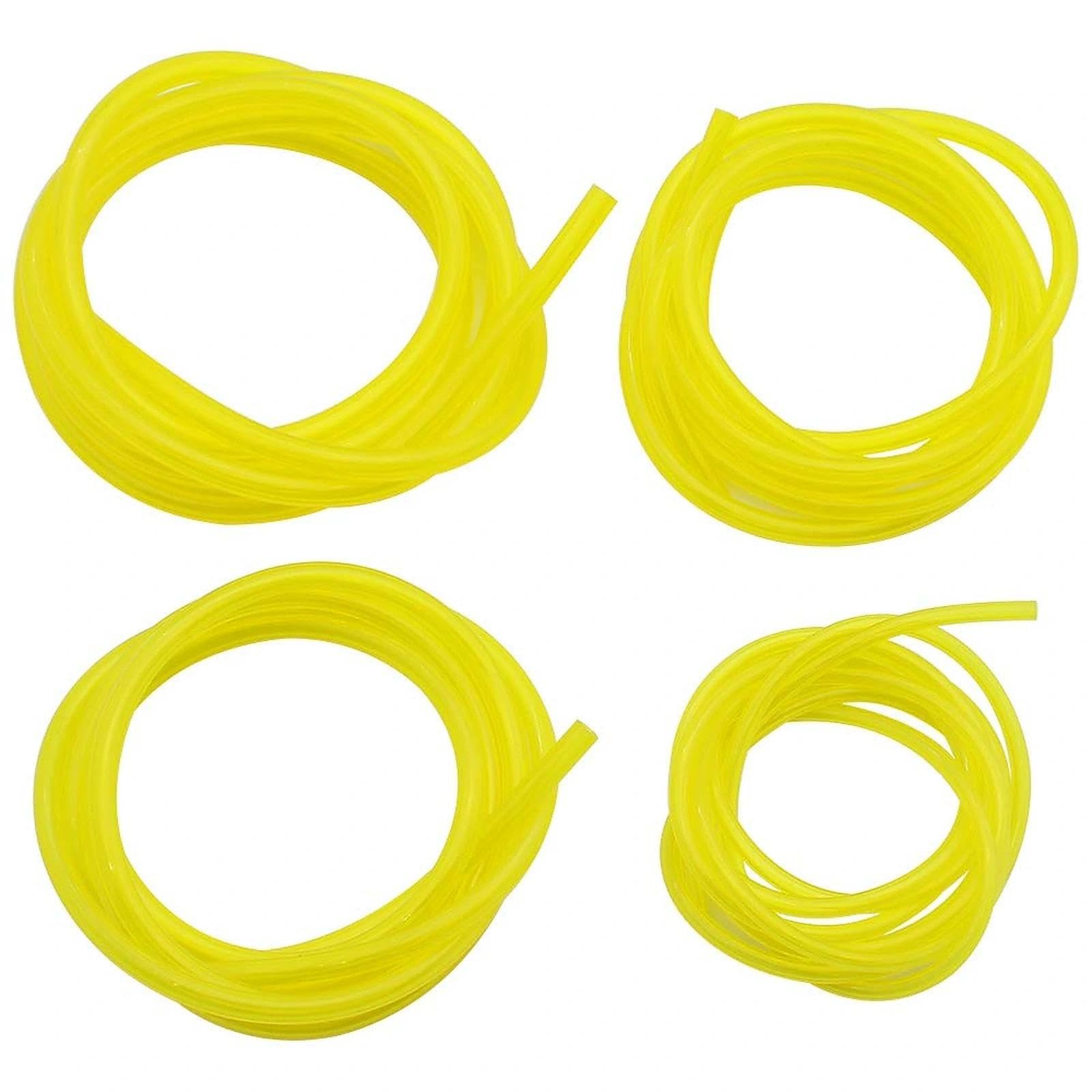 DXLing 4 Pieces Fuel Hose Pipe Petrol Hose Flexible Length 1.5 m Oil Hose Diesel Fuel Line Replacement Clear Tubing Fuel Lines Yellow Transparent Tubing Accessories for Chainsaw Blower Outdoor