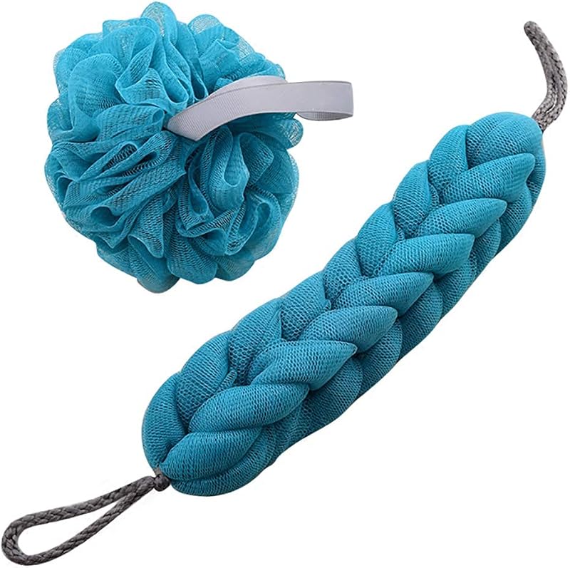 Omenluck Bath Shower Sponge Loofah Ball Exfoliating Back Scrubber Blue PE Mesh