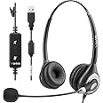 Wantek USB Headset with Microphone Noise Cancelling & in-line Controls, Computer Headset for Laptop PC Call Center Business Skype Zoom SoftPhone,Office Wired Headset Clear Chat, Ultra Comfort