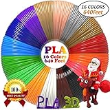 PLA 3D Pen Filament Refills(16 Colors, 40 Feet Each) Bonus 250 Stencils EBook - Dikale 3D Printing Pen Filament 1.75mm Total 640 Feet for DigiHero MYNT3D Hongdak iogo3D Canbor PACKGOUT 3D Printing Pen