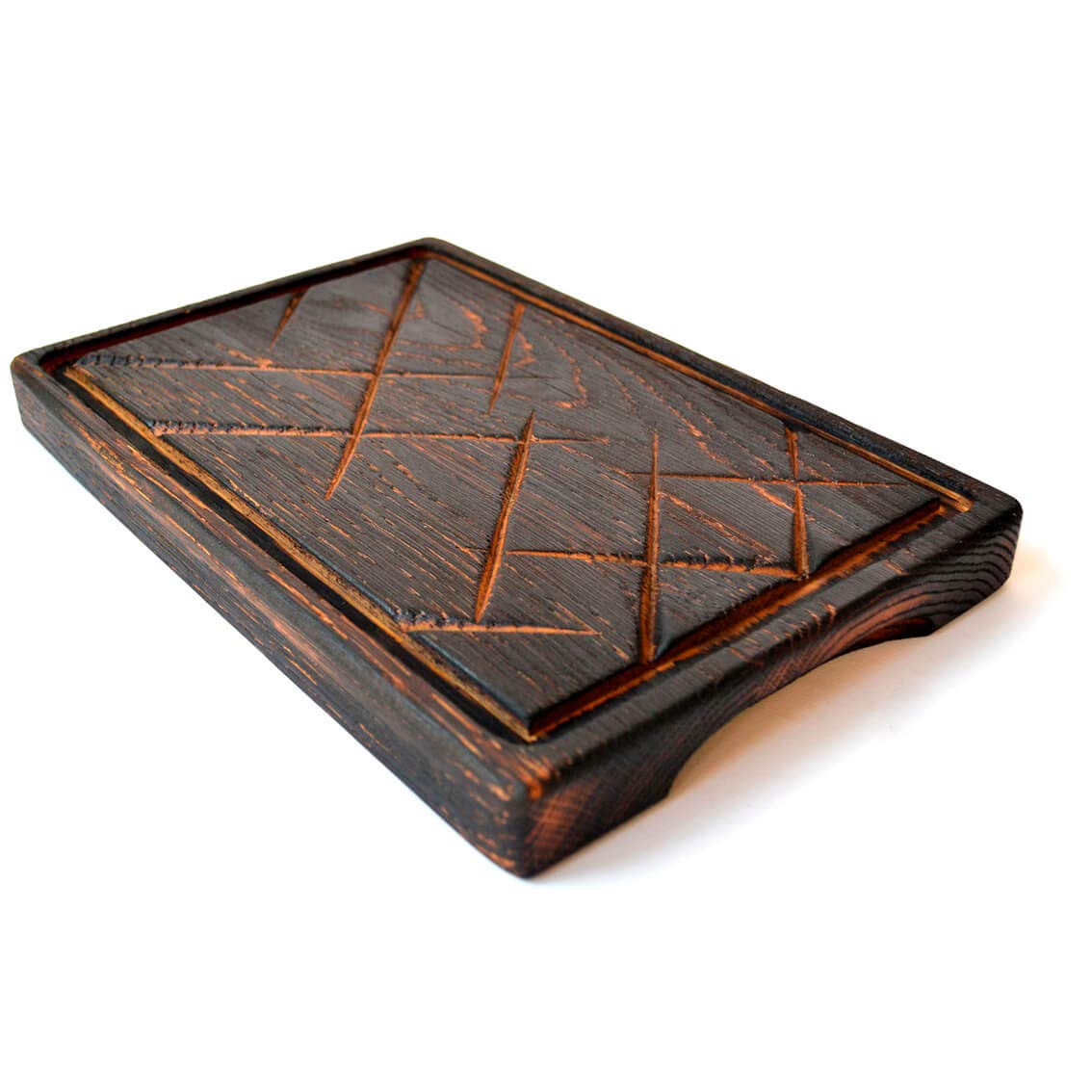 Wooden Steak Board - Solid Oak Cutting Board - Durable Serving Board for Burger, Cheese, Barbecue - Thick Meat Platter - Natural Chopping Board - Steak Plate (Small)