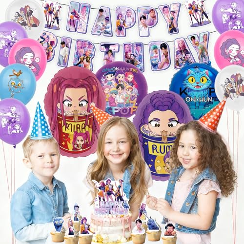 46 Pieces Hunte Birthday Decoration, Hunte Merch with Happy Birthday Banner, Letter Balloons and Cake Topper, Party Decoration Dem0 for Fans and Birthdays