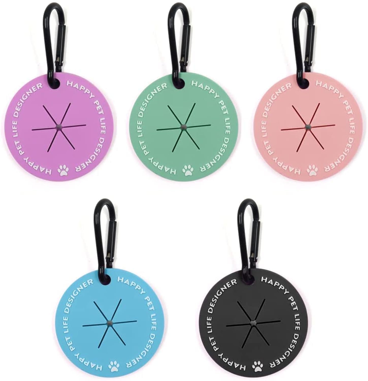 5 Pack Dog Waste Carrier for Leash, Hand Free Poop Bag Holder, Leash Waste Bag Holder Carrier for Doggy Puppies Pet Walking Running Bicycle Accessory (Assort Colors)