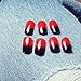 Yean Set of 24 Bridal False Nails Black Red Gradual Change Color Nail Vintage Short Fake Nail Tips Nail strips with Glue and Adhesive Tab for women and girls