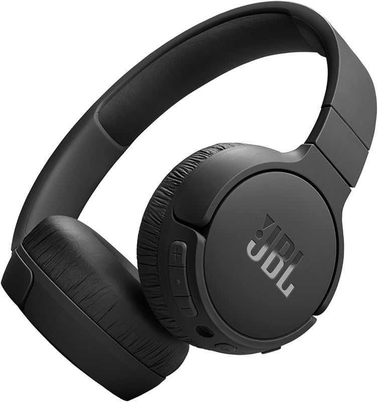 Fones de ouvido jbl tune 670nc, fones de ouvido leves sem fio com cancelamento de ruído adaptável, bluetooth e 70 horas de bateria, preto
