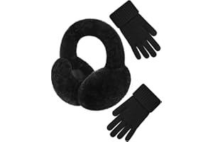 Senker Fashion Winter Ear Muffs Gloves for Women Foldable Warm Earmuffs Faux Fur Fluffy Warmers Covers Headband Cold Weather