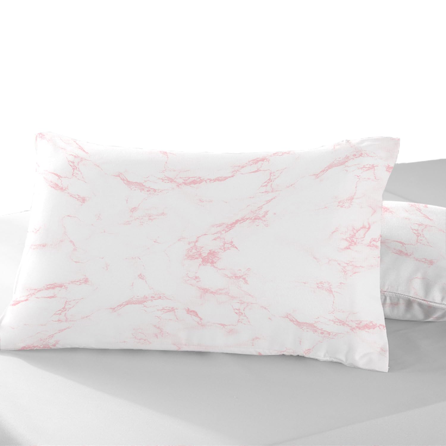Pizuna Cotton Carrara Marble Pink Printed Pillowcases 2 Pack 48x74, 400 Thread Count 100% Long Staple Cotton Pillow Cover, Sateen Standard Housewife PillowCase (Marble Printed Pillow Cases 2 Pack)