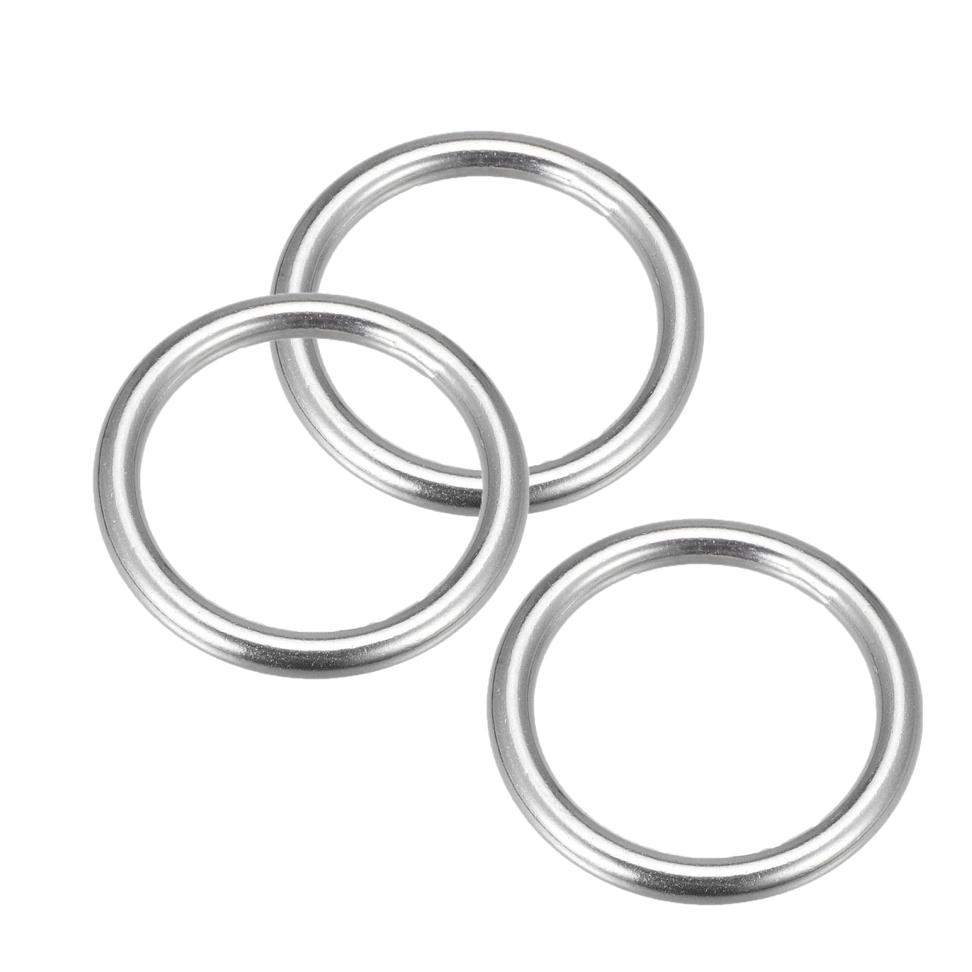 MACHSWON 316 Stainless Steel Welded O Ring 30mm(1.18") ID 6mm Thickness for Hand Bag Webbing Strap Purse Dog Collars Belts DIY Projects- 3pcs