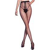 ZCGFKANYU Shiny Sheer Pantyhose for Women Ultra Oil Shimmer Tights High Waist Silky Oil Glossy Pantyhose T-Crotch
