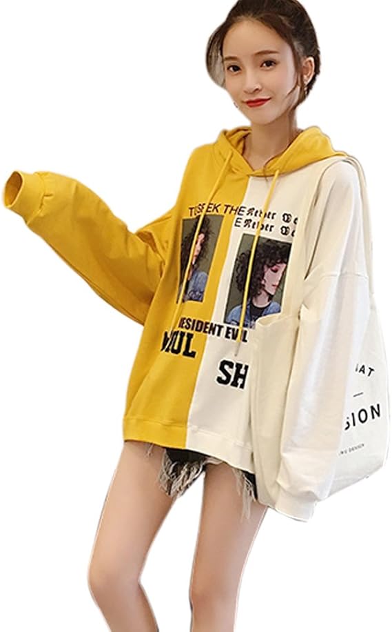 Amazon Boxuanレディースパーカー ゆったり 夏服 薄手 部屋着カジュアル トップス スポーツ おしゃれ 春秋 人気 Tシャツ 長袖 個性 プリント 上着 通学 かわいい トレーナー パーカー 通販