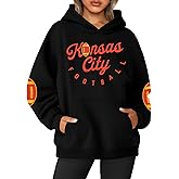 UNIQUEONE Womens Football Hoodie Game Day Sweatshirt Football Mom Shirt Casual Crewneck Pullover