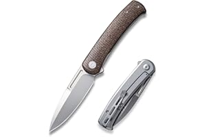 CIVIVI Cetos Folding Knife, 3.48-in 14C28N Blade Spear Point with Coarse Micarta Scale Flipper Knife Frame Lock, Pocket EDC Outdoor Knives for Camping, Hiking, Hunting C21025B-1