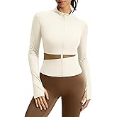 Locachy Women's Lightweight Workout Athletic Jacket Slim Fit Full Zip Butterluxe Cropped Running Yoga Coats with Thumb Hole