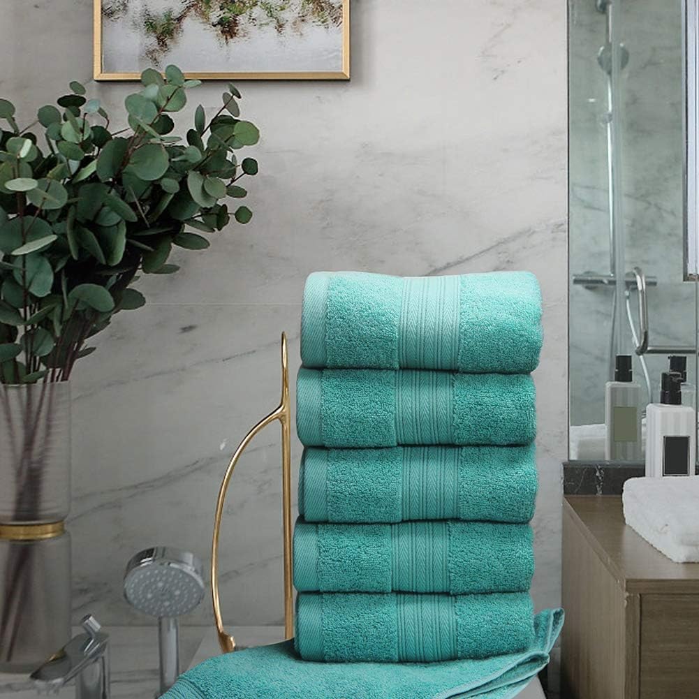Lightwind 6 Pack Premium Fade-Resistant Cotton Hand Towels, Lint Free 16 X 28 Inches Hand Towel Set, Highly Absorbent and Durable Spa & Hotel Quality Towels, Turquoise Blue: Kitchen & Dining