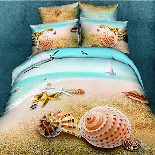 King Size Miami Beach Shell Starfish 3d Oil 4pcs Bedding Sets,cotton 100% Material Beautiful Creative 3d Bedding Sets Christmas Gifts