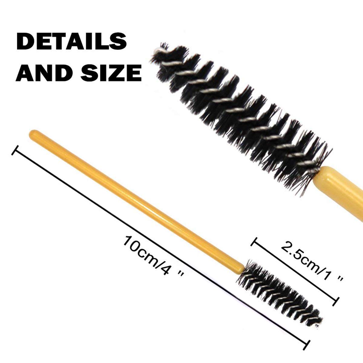 AKStore 100 PCS Disposable Eyelash Brushes Mascara Wands Eye Lash Eyebrow Applicator Cosmetic Makeup Brush Tool Kits (Gold-Black): Beauty