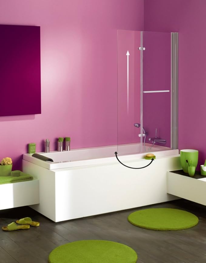 Pare Baignoire Ancomalin 2 Volets Pliables Relevable Et Pivotant En Verre Securit Transparent 5mm Profil Silver Amazon Fr Bricolage