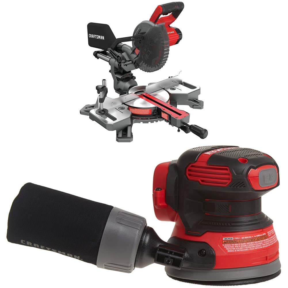 CRAFTSMAN V20 7-1/4-Inch Sliding Miter Saw Kit with Random Orbit