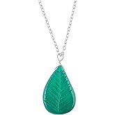 Natural Green Onyx Crystals Pendant Necklace, Pear Carving Gemstone, Energy Healing Crystals, Birthday, Gift for Her, Gemstone Jewelry 18 inch AAA+ Quality