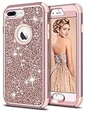 iPhone 8 Plus Case, HianDier iPhone 8 Plus 7 Plus Hybrid Back Cover Shinning Protective Bumper Sparkle Bling Glitter Case for 5.5 Inches Apple iPhone 7/8 Plus (Rose Gold)