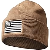 MIRMARU Men’s US American Flag Embroidered Folded Cuff Skull Beanie Cap – Comfortable Stretchy Warm and Cozy Winter Hat