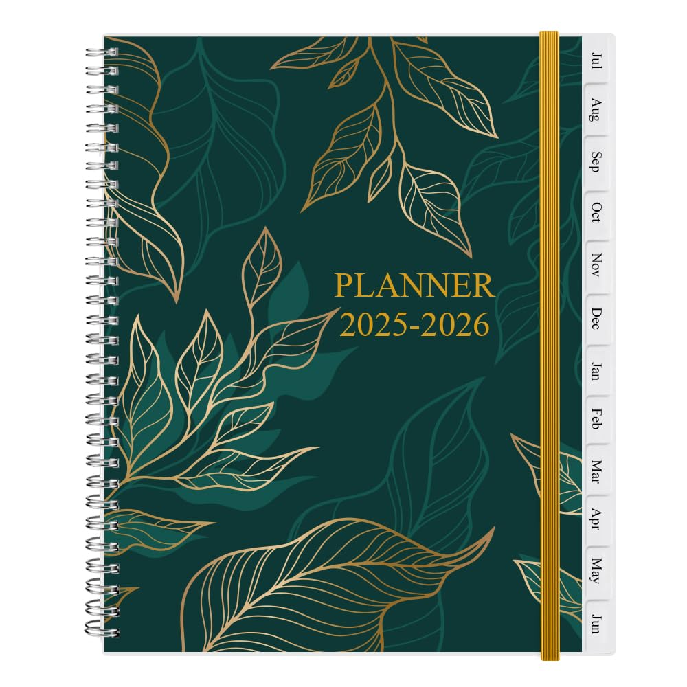 Photo 1 of 2025-2026 Planner - Planner 2025-2026 from July 2025 - June 2026, Monthly and Weekly Calender with 12 Tabs, 8.5" x 11", Green Leaf