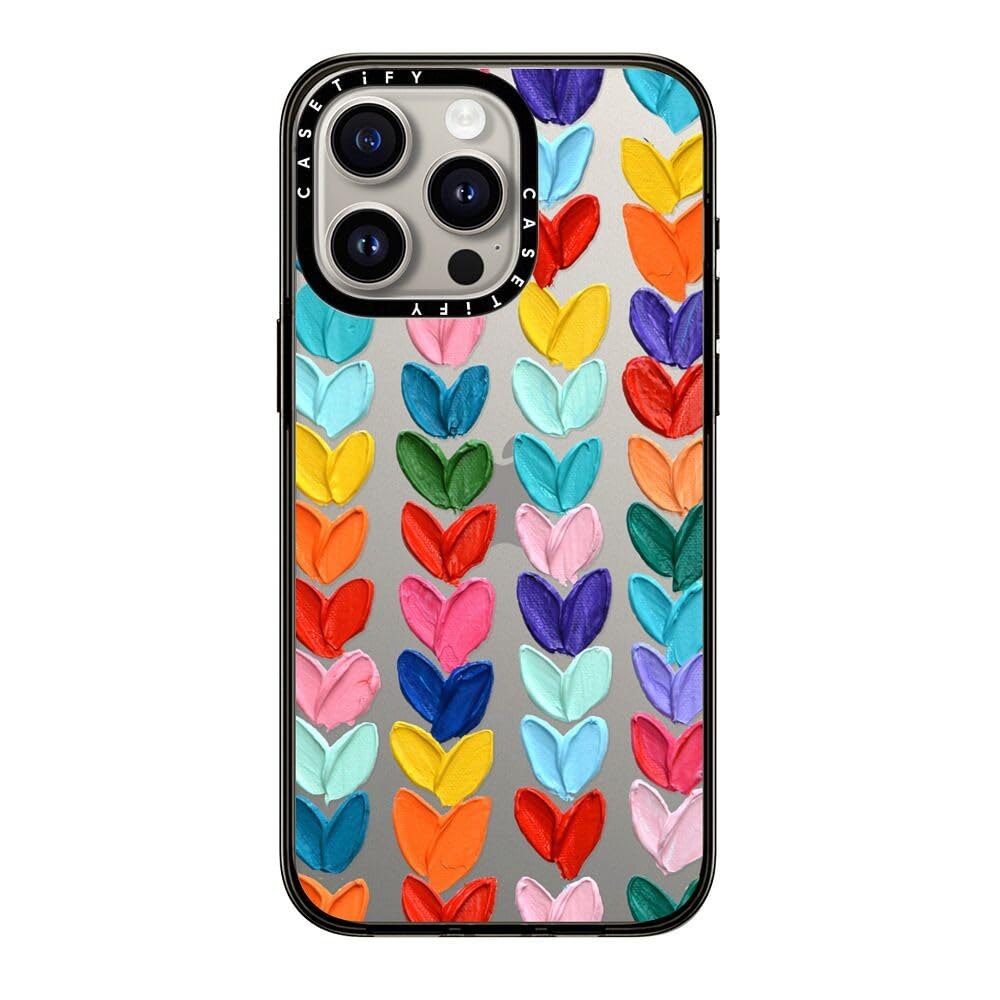 CASETiFY Compact Case for iPhone 15 Pro Max [2X Military Grade Drop Tested / 4ft Drop Protection] - Clear Polka Daub Hearts - Clear Black — image 1