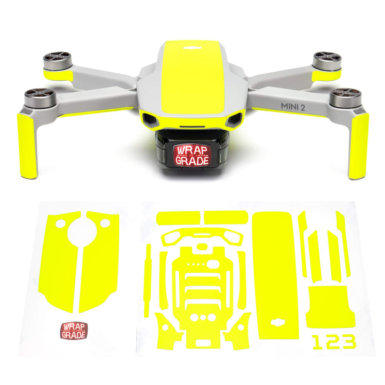 Wrapgrade Skin Compatible with DJI Mini 2 | Accent Color (NEON YELLOW)