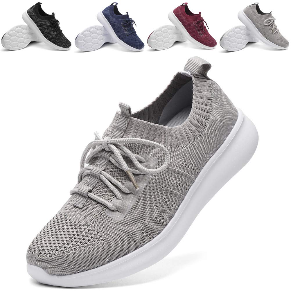 DADAWEN Women's Athletic Walking Shoes Lightweight Casual Breathable Sneakers Tennis Shoe Gray US Size 7