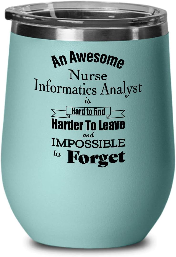Thank You Gifts for Nurse Informatics Analyst Retirement Wine Tumbler - Farewell Appreciation Leaving Boss Employee Coworker Retired Retiring - Wine Glass with Lid - Teal
