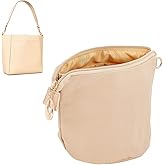 WADORN Purse Organizer Insert, Nylon Tote Bag Organizer with Zipper, Inside Liner Shaper for Women's Bag, Apricot, 5.4x7.4 Inch