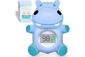 IOG Baby Bath Tub Thermometer for Newborn - Bathtub Water Temperature Thermometer for Toddler, Safety Floating Bathing Tub Toy Newborn Bath Essentials, Gift for Mom Kid Girls Boys (Hippo)