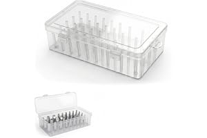 Piping Tip Organizer Box, Cake Decorating Storage with Secure Lid, 42 Pegs & Clear Stackable Piping Tip Storage Case for Cake