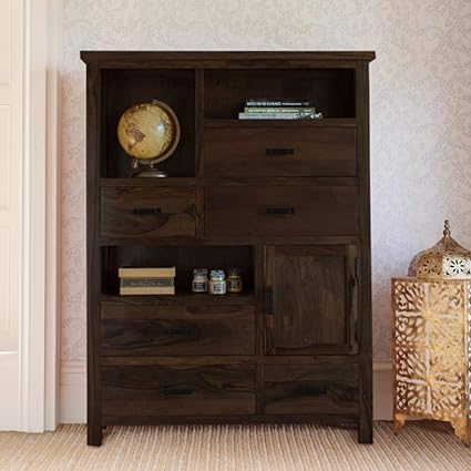 Angel Furniture Solid Sheesham Wood Vertical Storage Cabinet Large